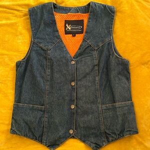 Denim motorcycle vest with gun pocket